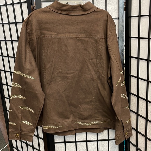 Vintage Dg2 by Diane Gilman Brown Studded Jean Jacket SZ 1X - Picture 2 of 8